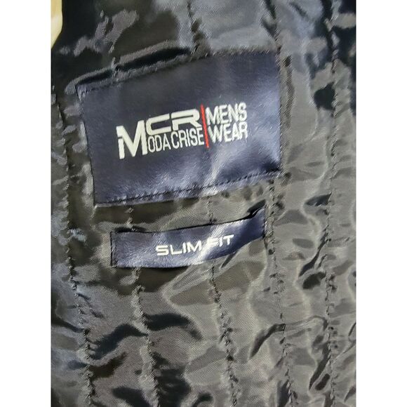 Moda Crise Slim Fit Men's Side Zip Lapel Navy Blazer Jacket - 54R - Picture 8 of 10